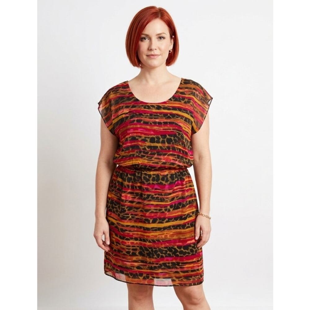 ENFOCUS STUDIO Women's Animal-Print Mini Dress Medium Polyester Boho Summer